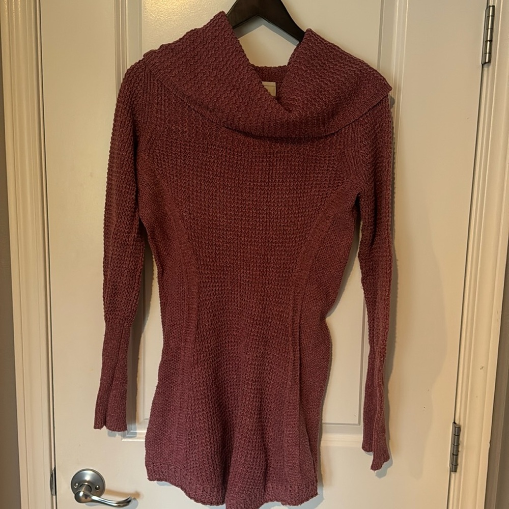 Mauve cowl neck tunic sweater